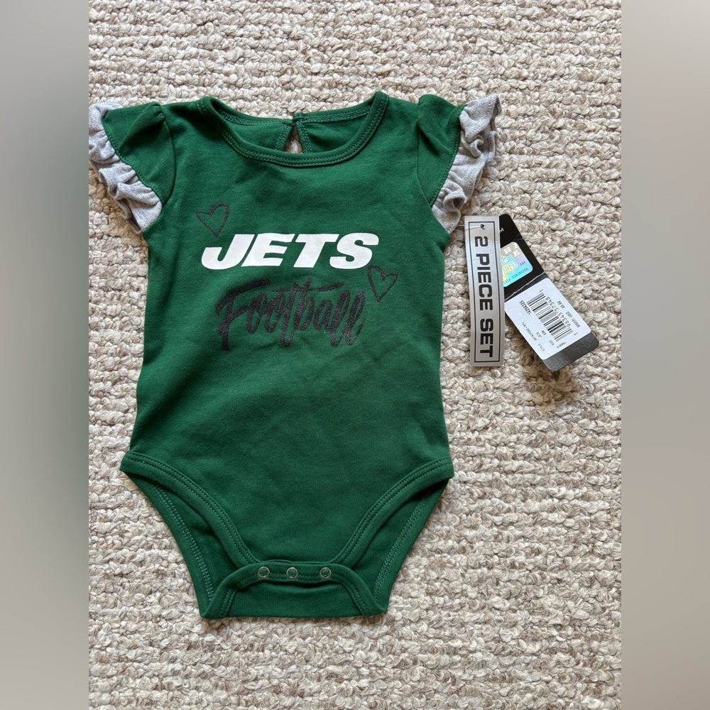 Green Jets Football Baby Girl Bodysuit Size‎ 0-3 Months